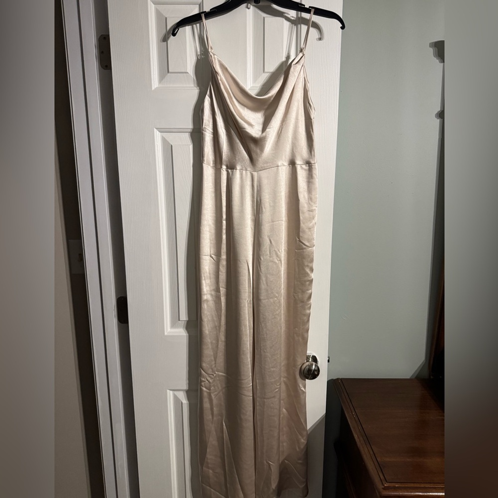 Lush Cream Satin Jumpsuit